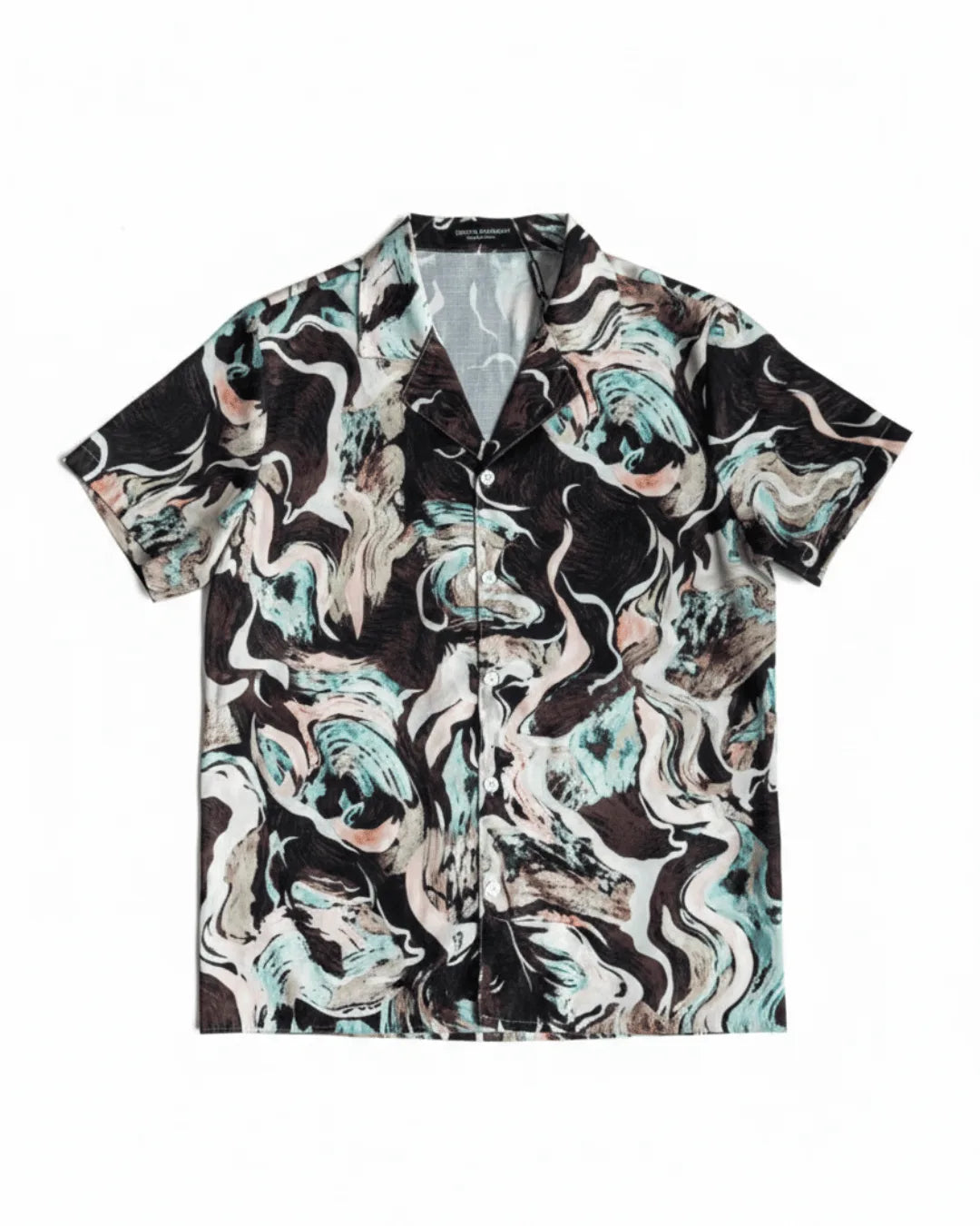 Printed Short Sleeve Shirt - Brown