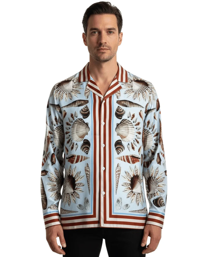 Printed Long Sleeve Shirt - Orange