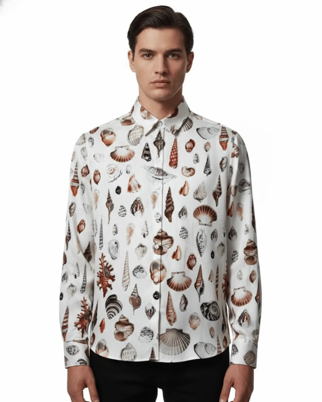 Printed Long Sleeve Shirt - Cream