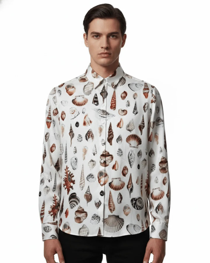 Printed Long Sleeve Shirt - Cream