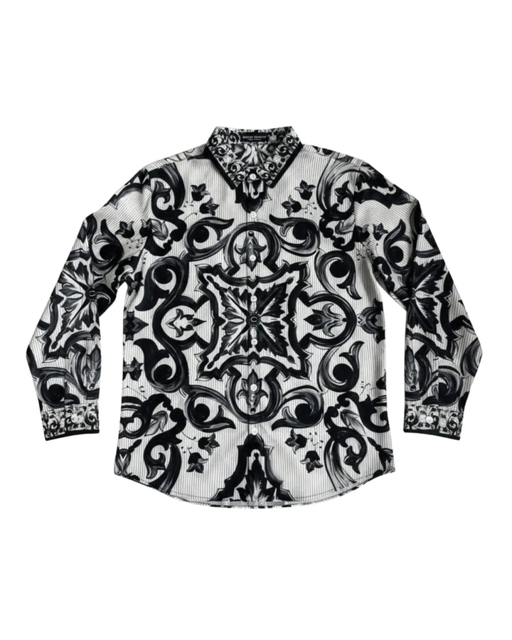 Printed Long Sleeve Shirt - Black