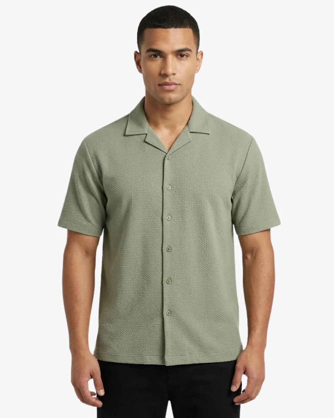 Cuban Collar Short Sleeve Shirt