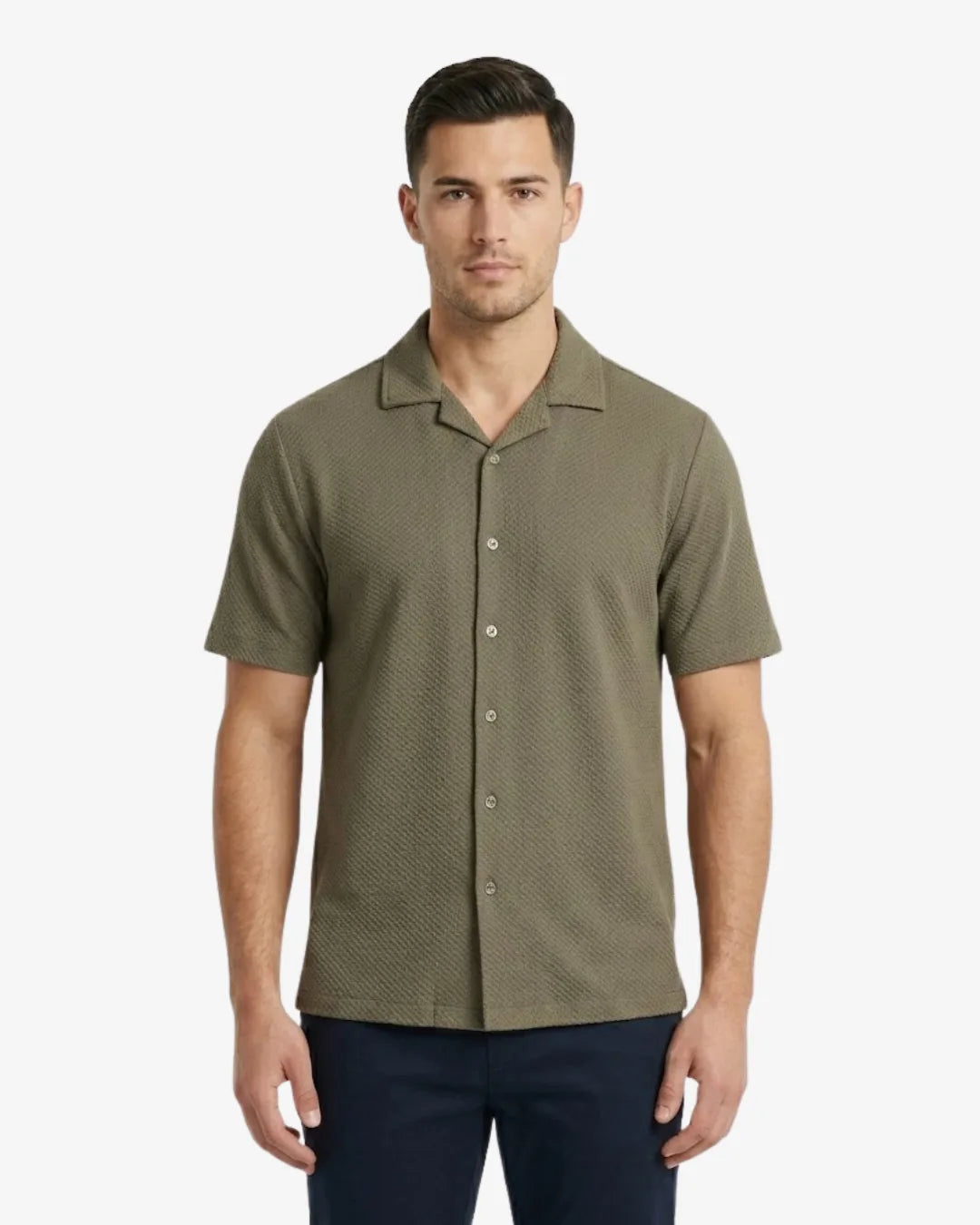 Cuban Collar Short Sleeve Shirt