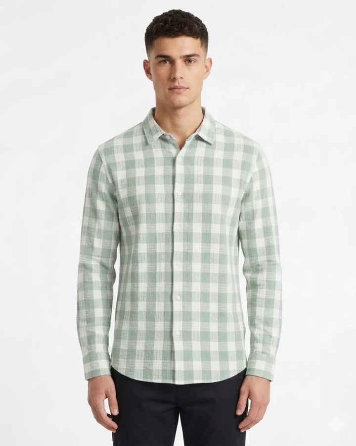 Cotton Check Long Sleeve Shirt