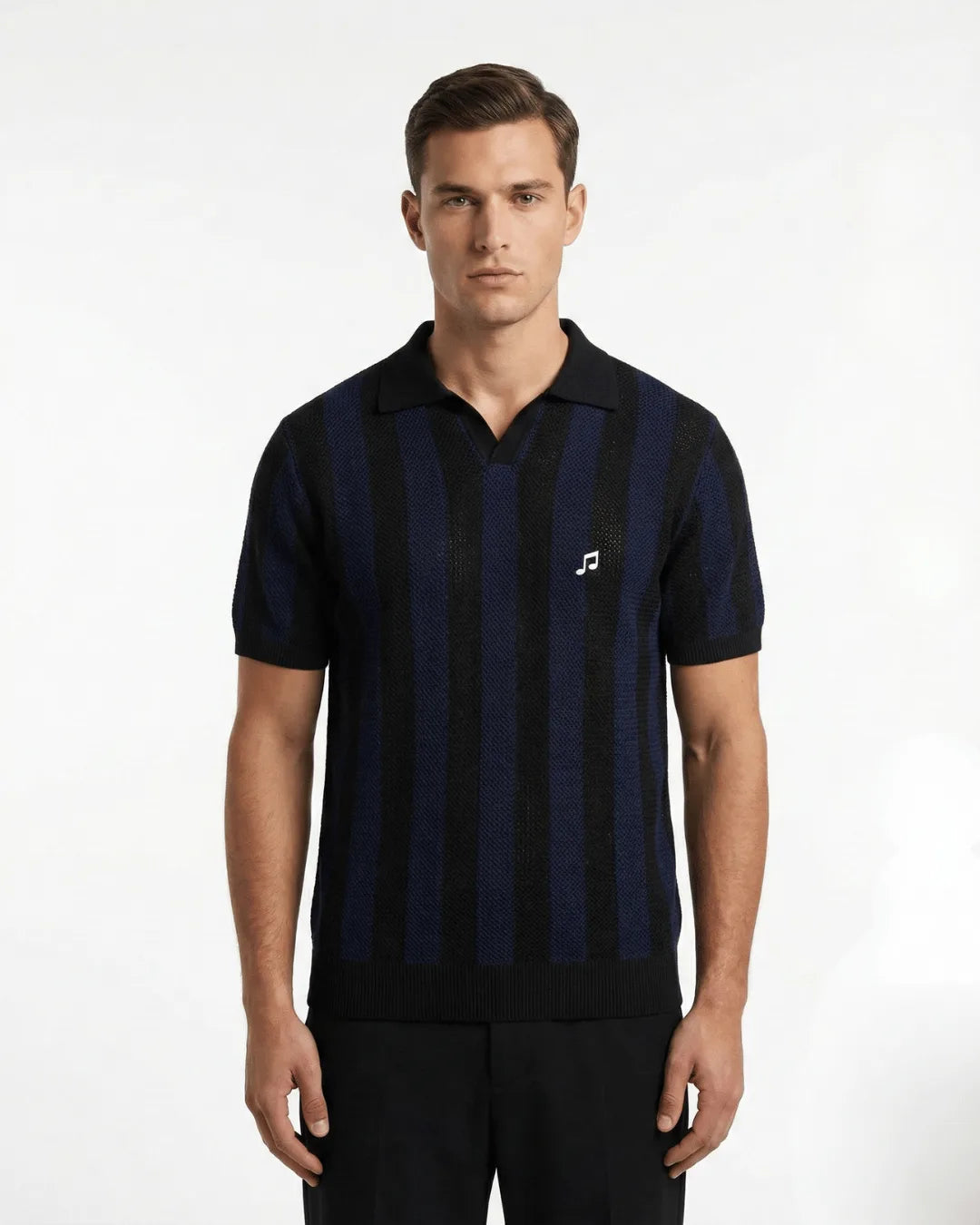 Stripe Knit Polo - Brown