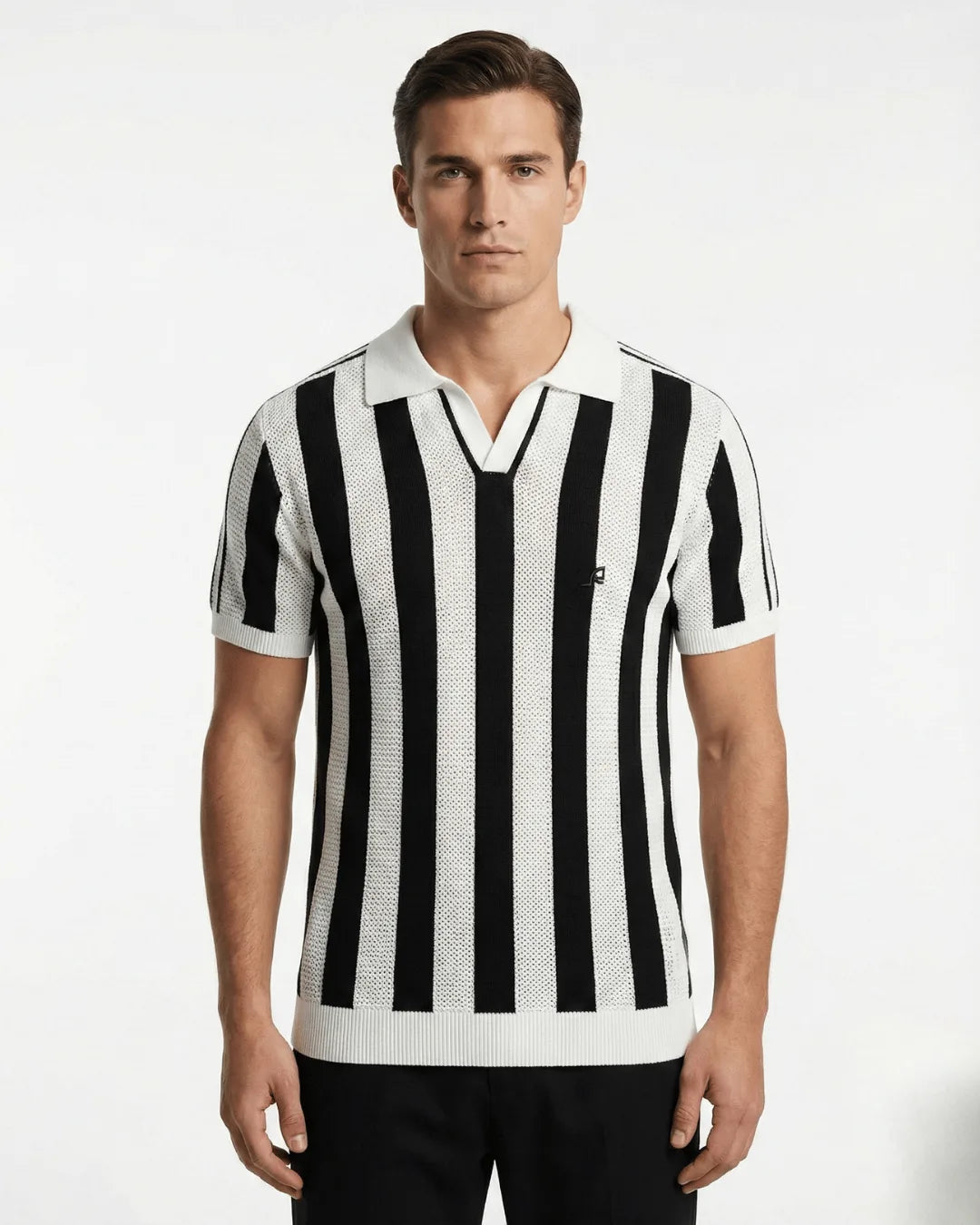 Stripe Knit Polo - Brown