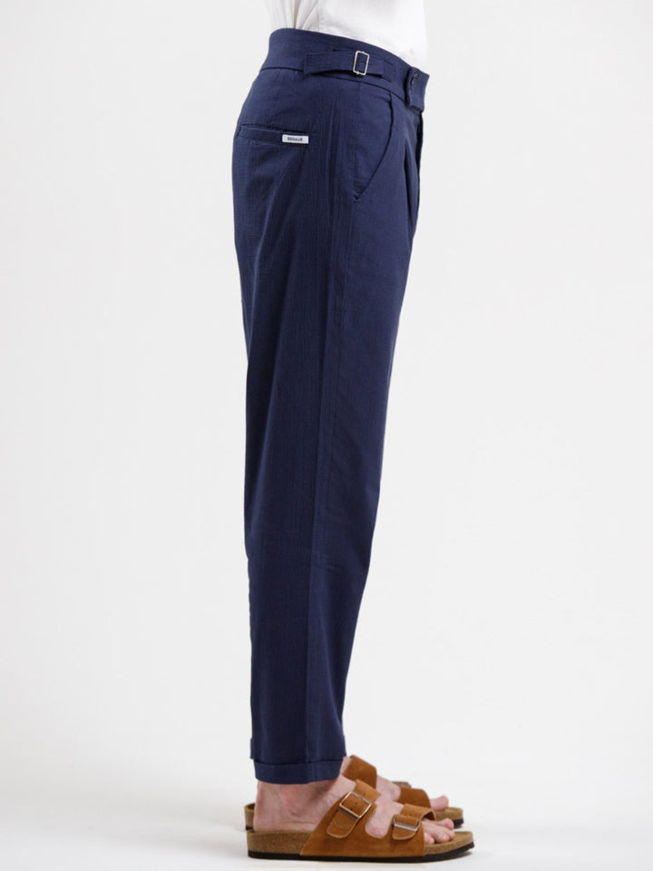 Seersucker Regular Fit Trousers - Blue
