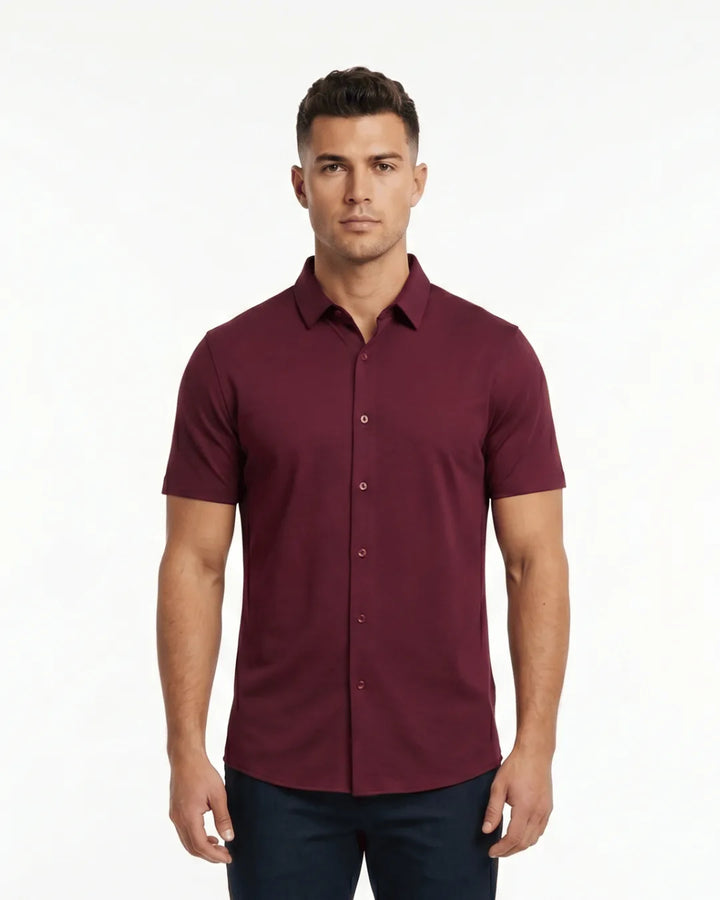 Satin Short Sleeve Shirt - Black