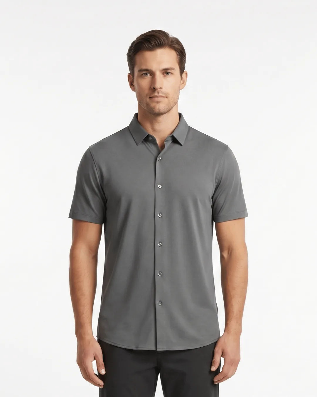 Satin Short Sleeve Shirt - Black