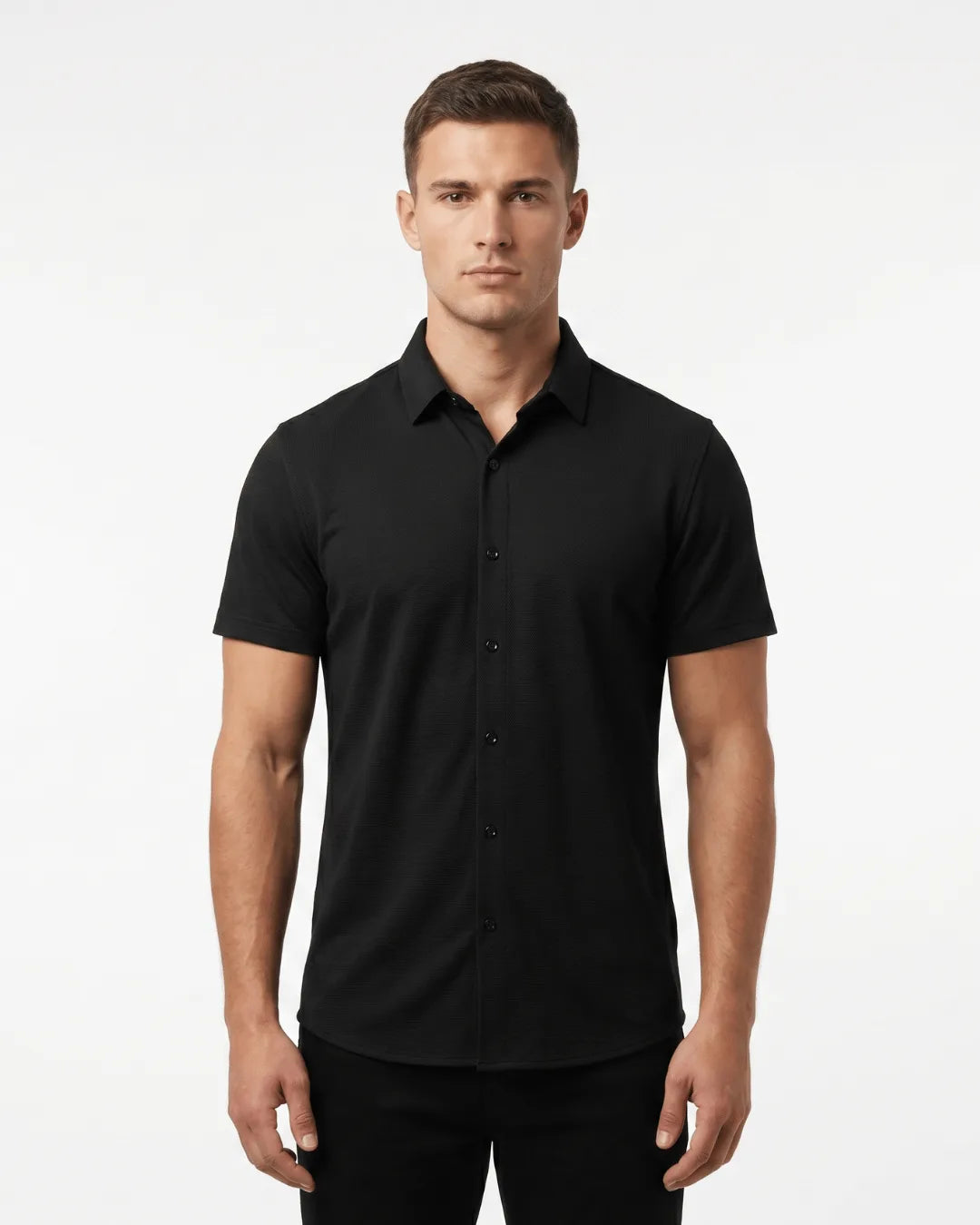 Satin Short Sleeve Shirt - Black