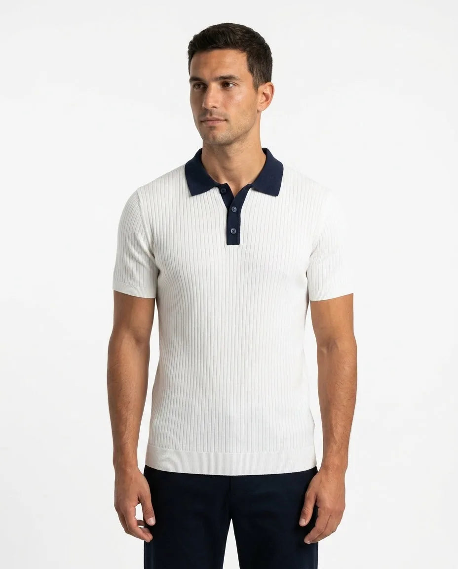 Ribbed Knit Polo
