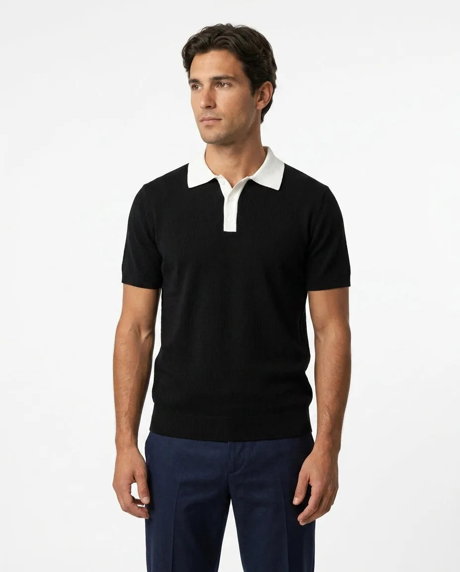 Ribbed Knit Polo