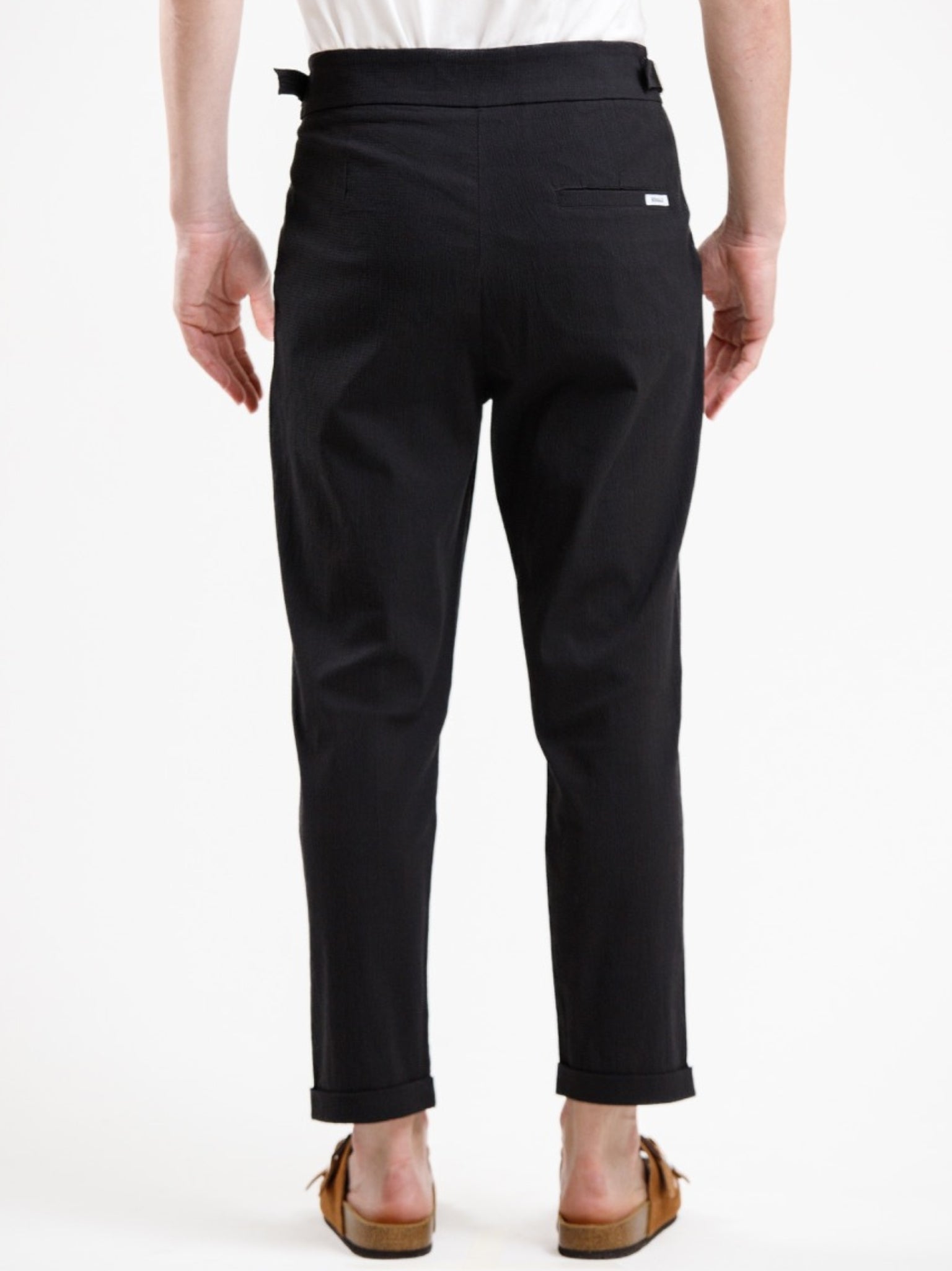 Seersucker Regular Fit Trousers - Black