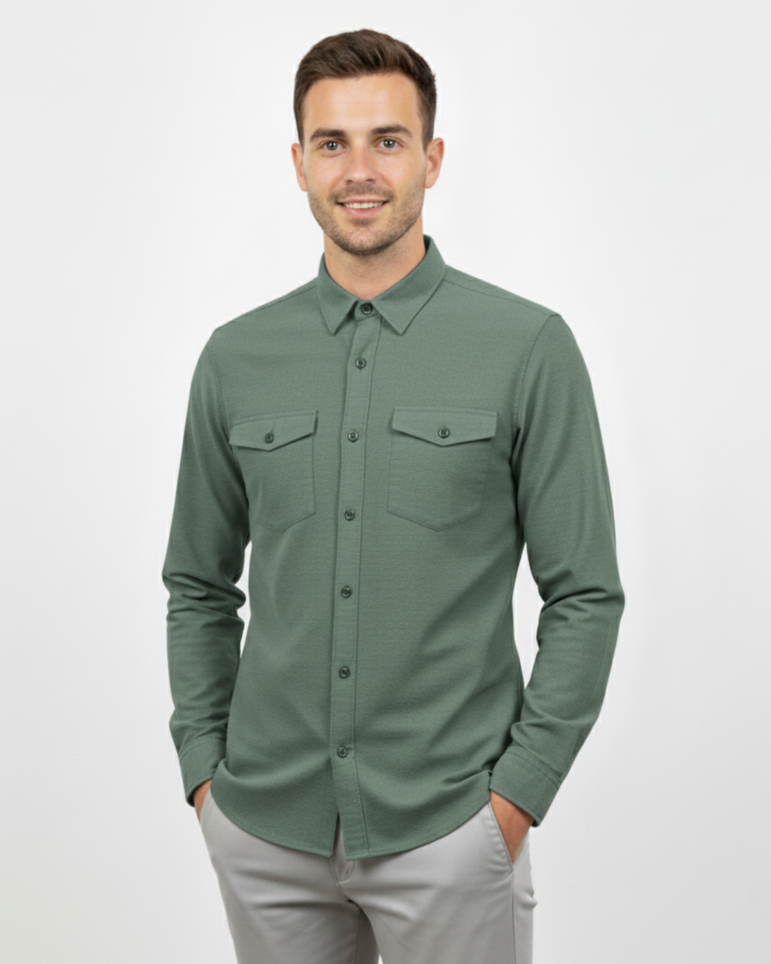 MELANGE DOUBLE POCKET LS SHIRT