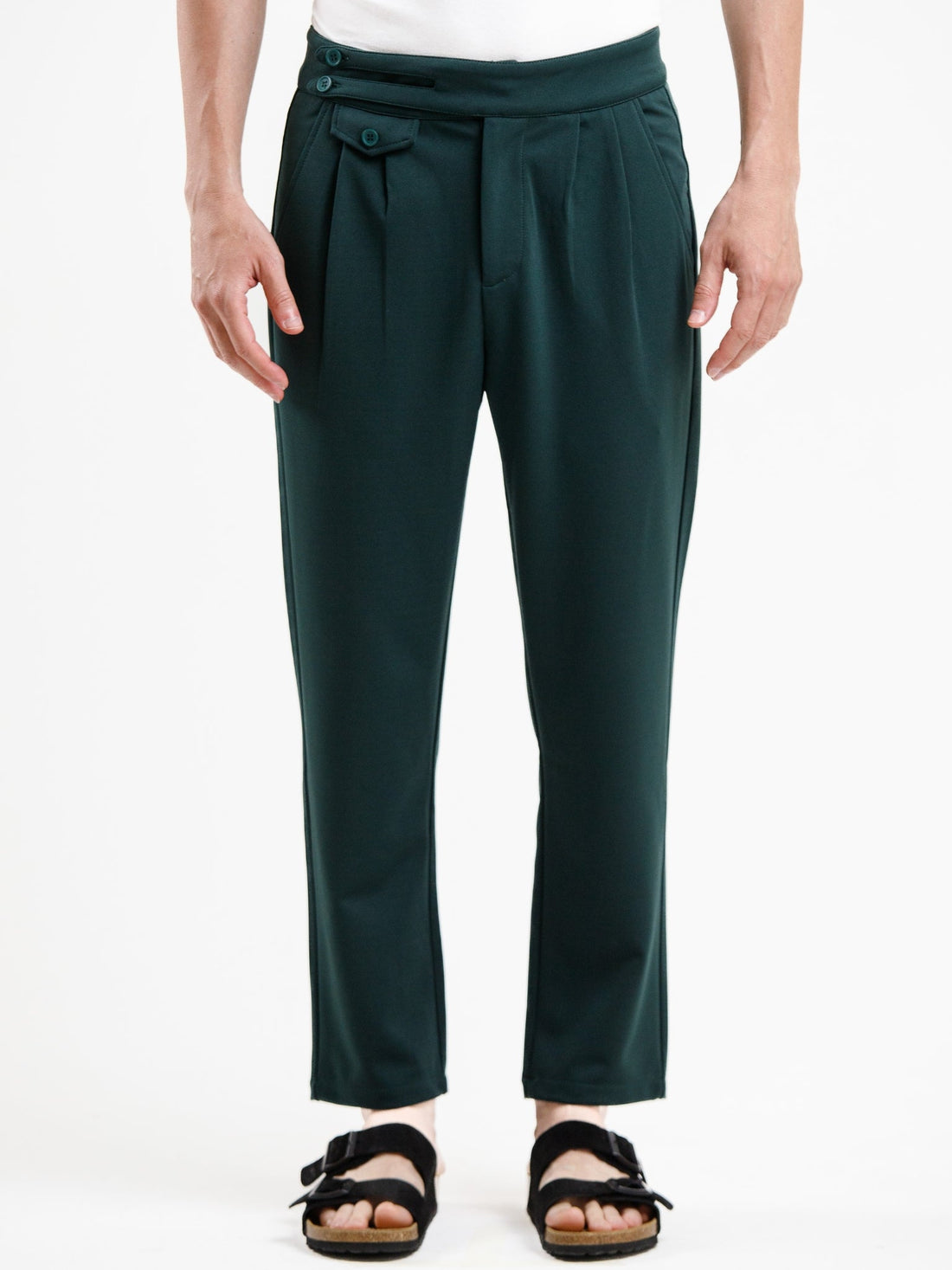 Mid Waist stretch pant - Dark Green
