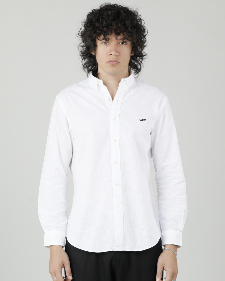 SQUALO COTTON LINEN TEXTURED SHIRT