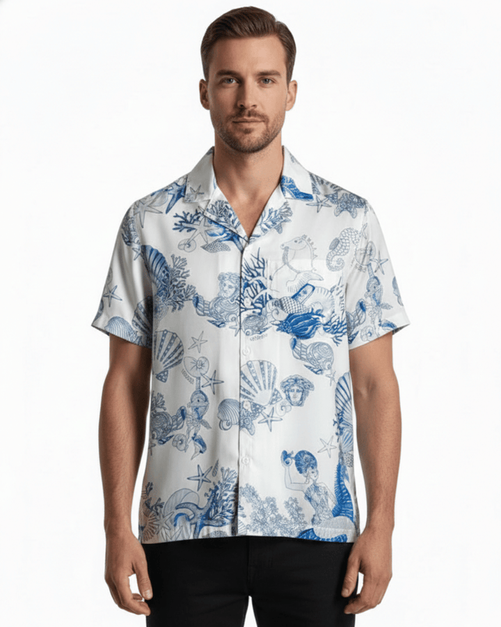 PRINTED SHORT SLEEVE SHIRT - LIGHT BLUE