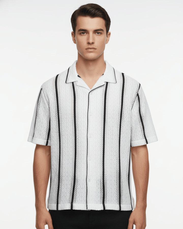 CUBAN COLLAR KNITTED SS SHIRT