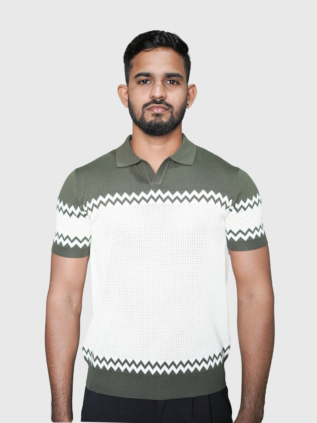 Chevron Pattern Knit Polo