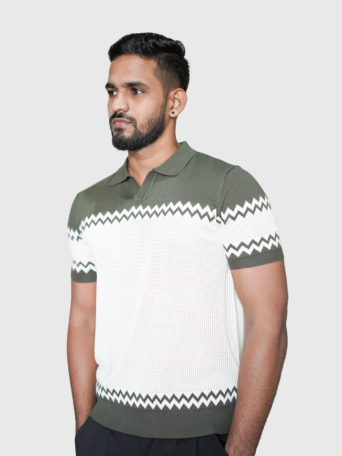 Chevron Pattern Knit Polo