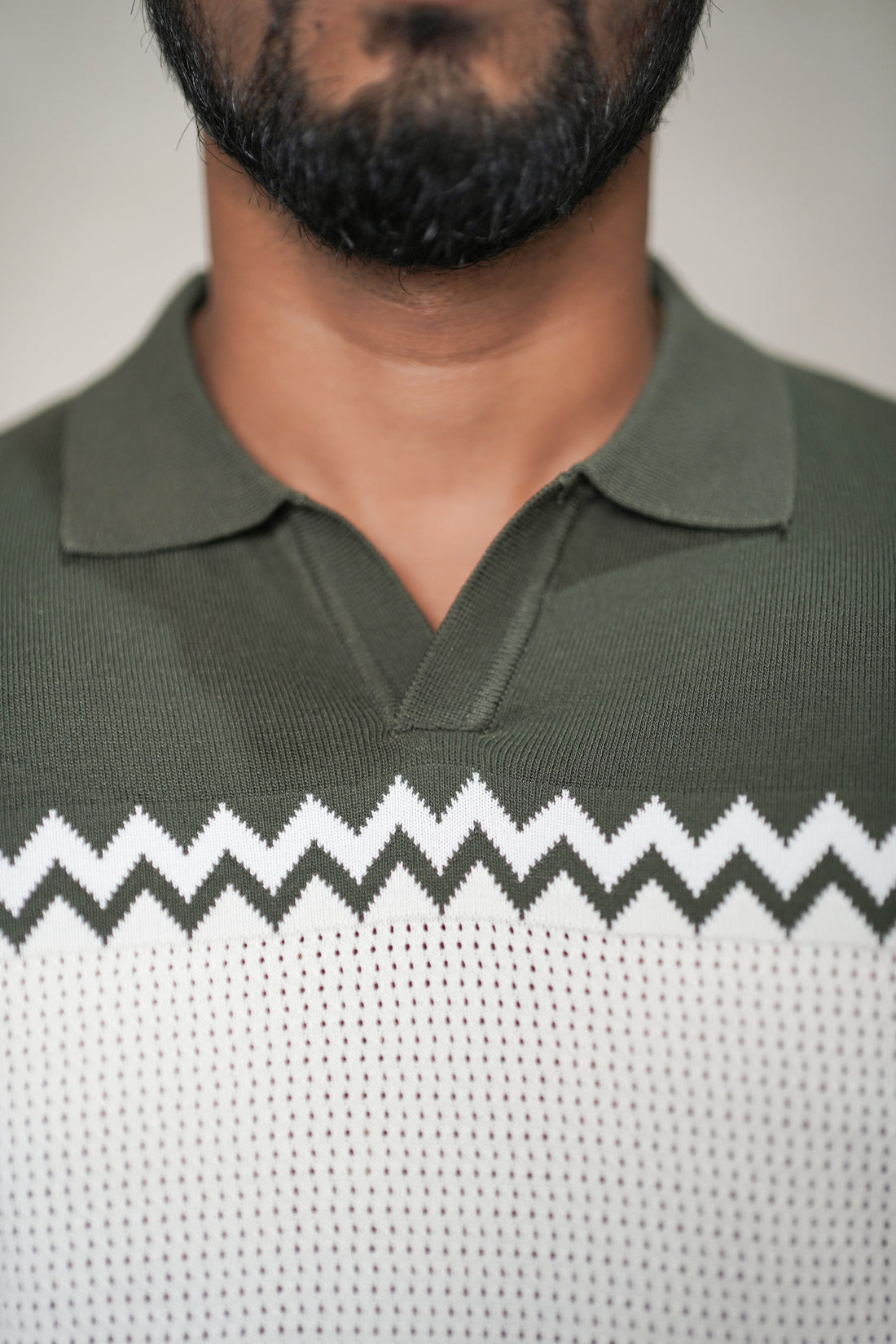 Chevron Pattern Knit Polo