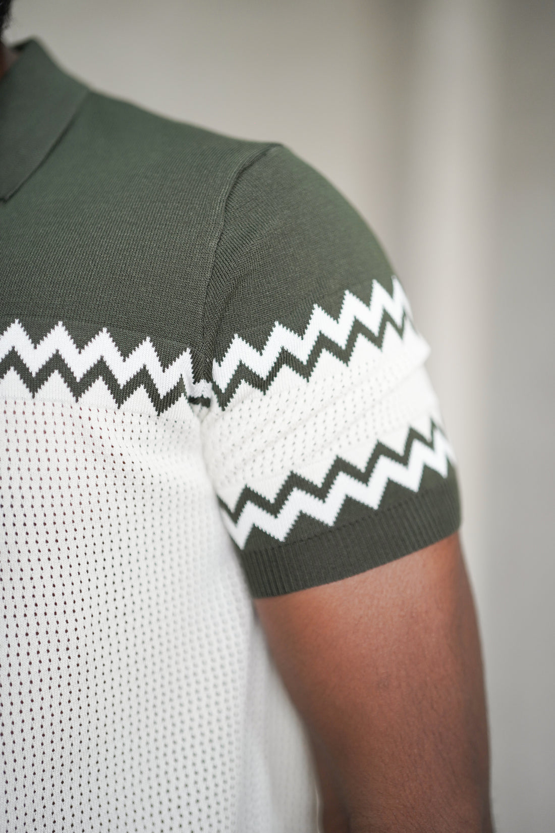 Chevron Pattern Knit Polo