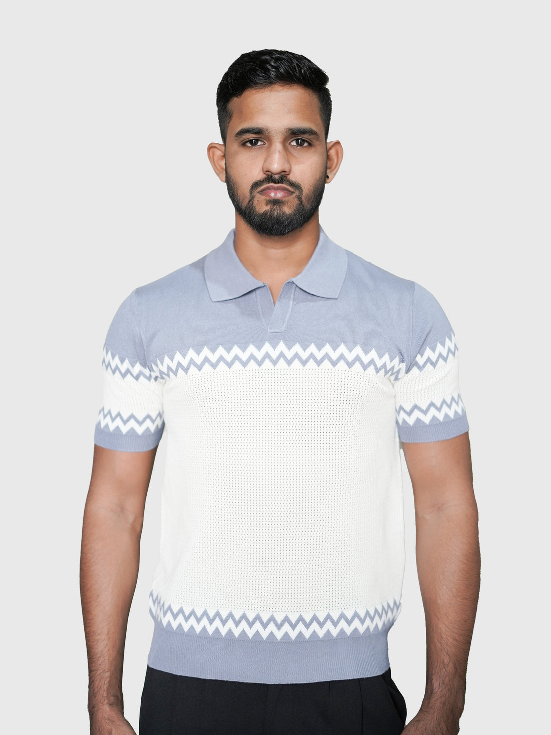 Chevron Pattern Knit Polo