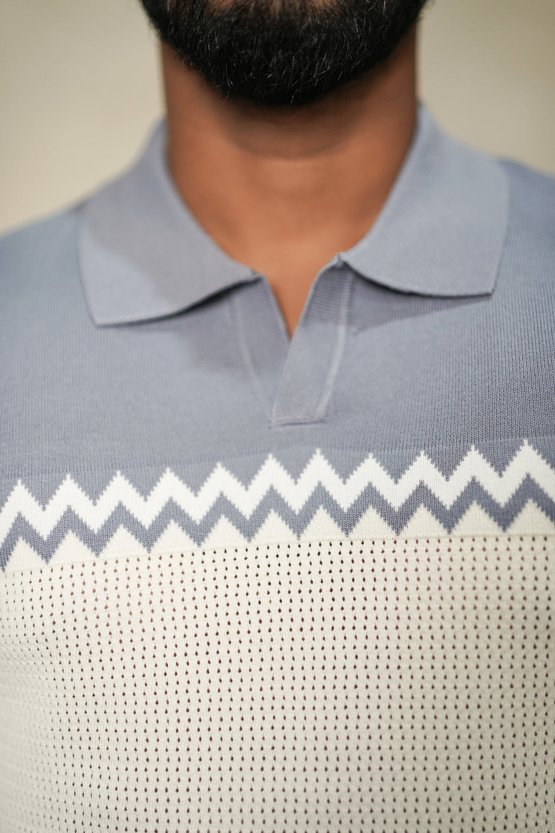 Chevron Pattern Knit Polo