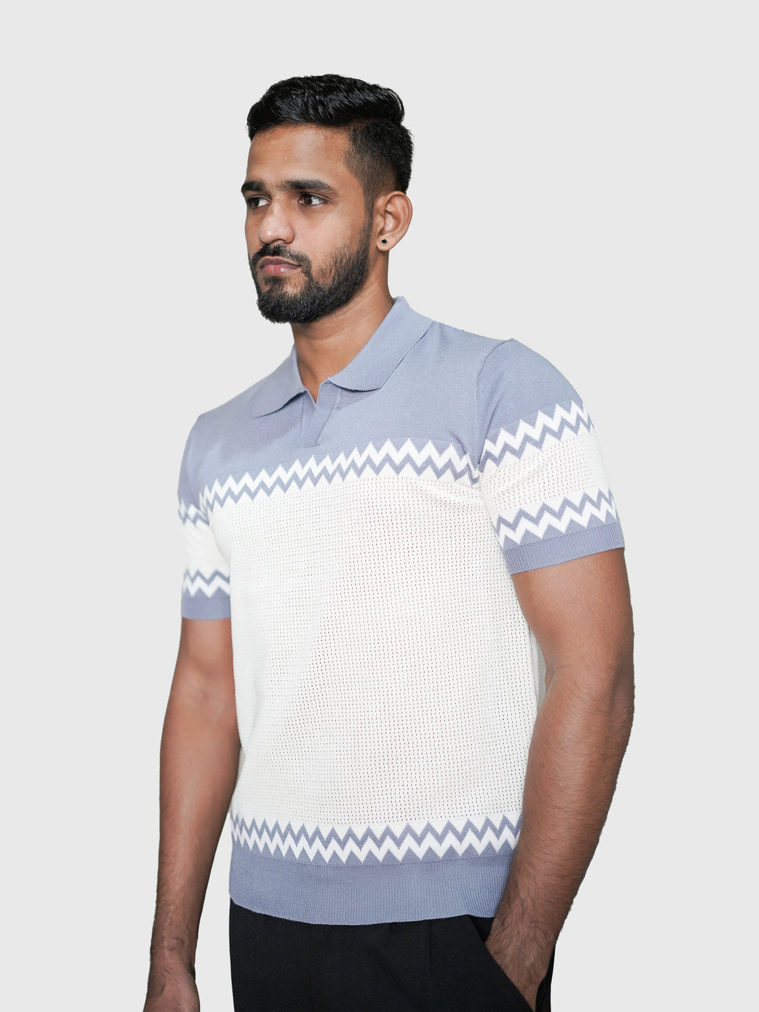 Chevron Pattern Knit Polo