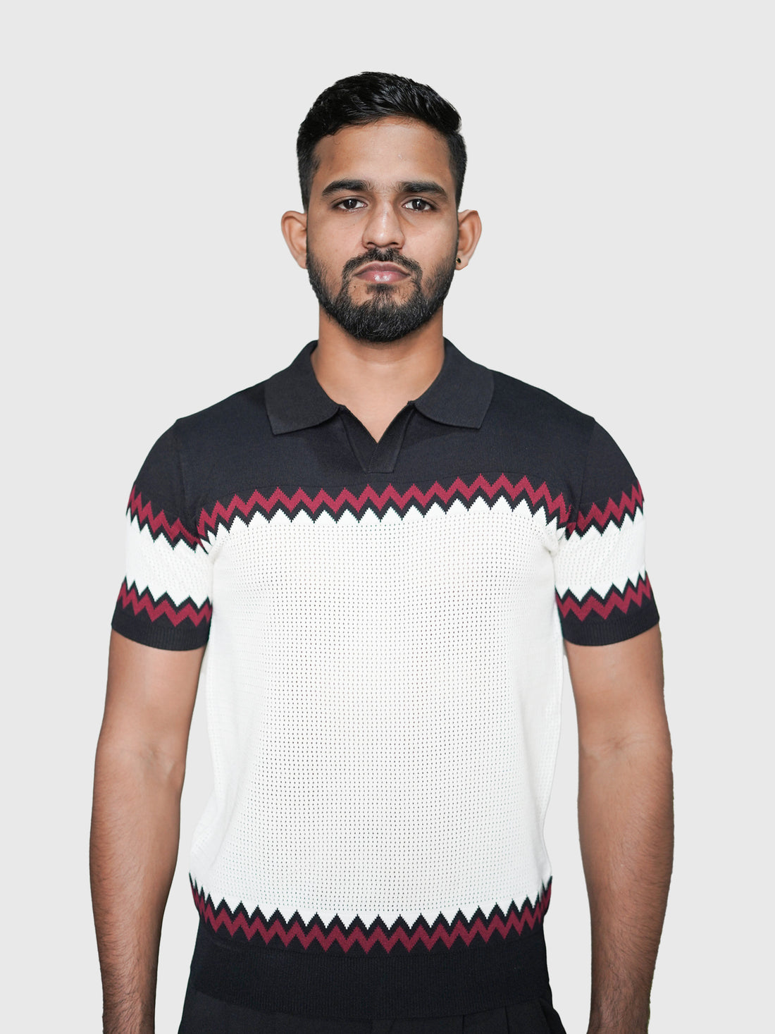 Chevron Pattern Knit Polo