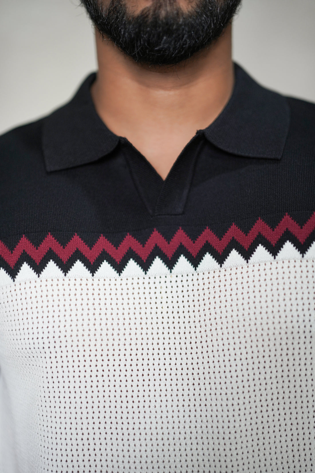 Chevron Pattern Knit Polo