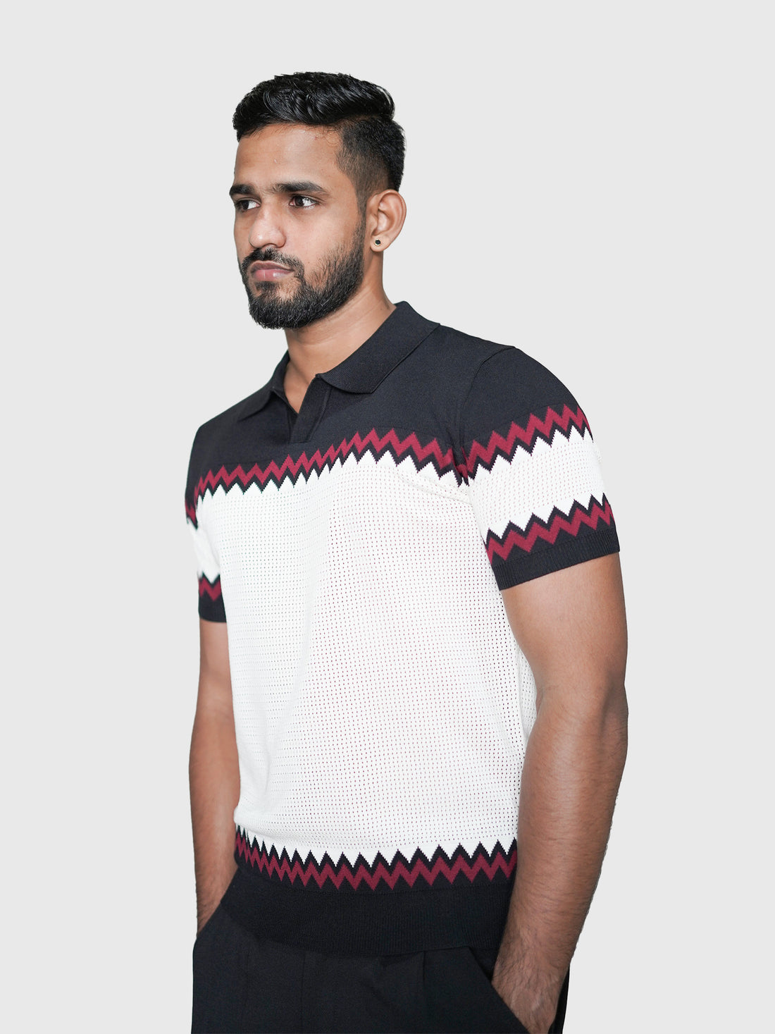 Chevron Pattern Knit Polo