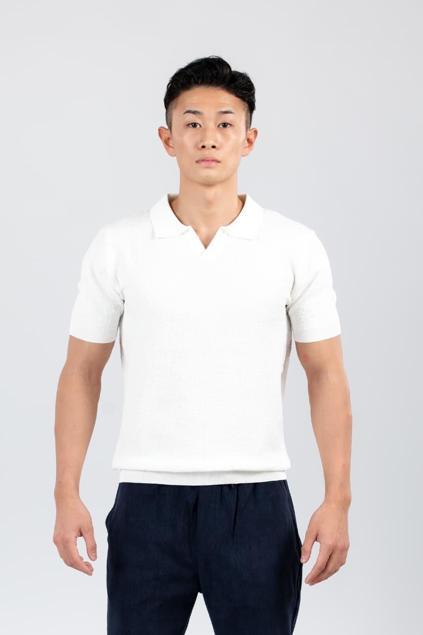 TEXTURED KNIT POLO TEES