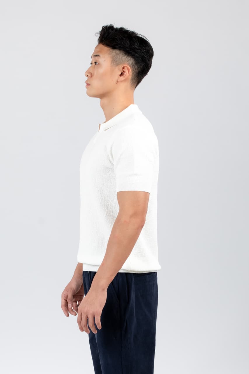 TEXTURED KNIT POLO TEES