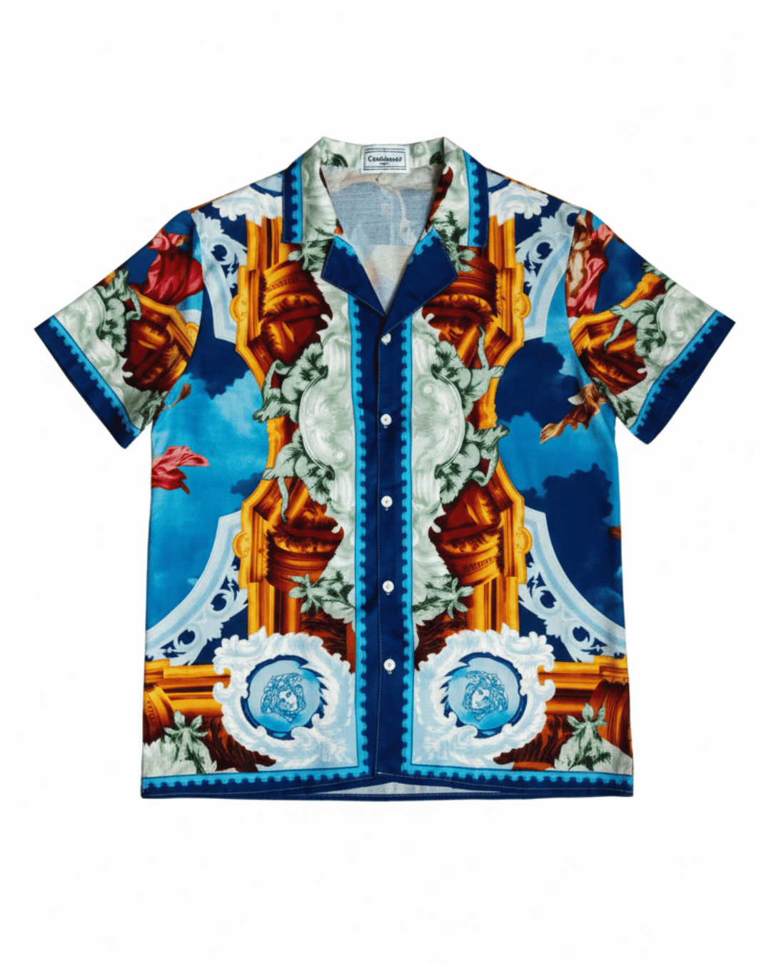 PRINTED SHORT SLEEVE SHIRT - ORANGE