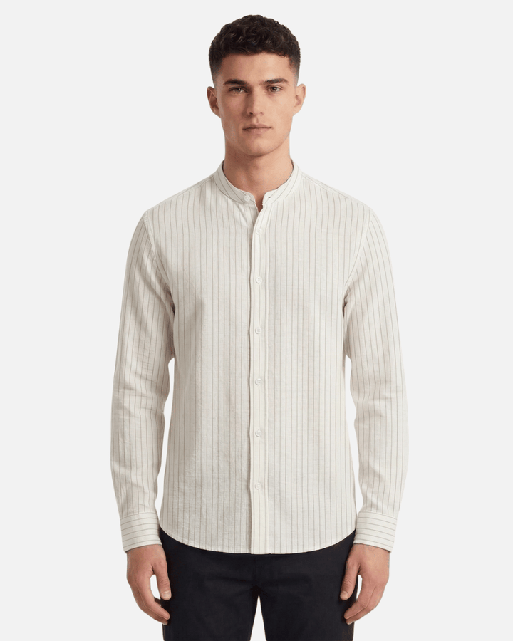 Zara Linen Blend Mandarin Ls Shirt