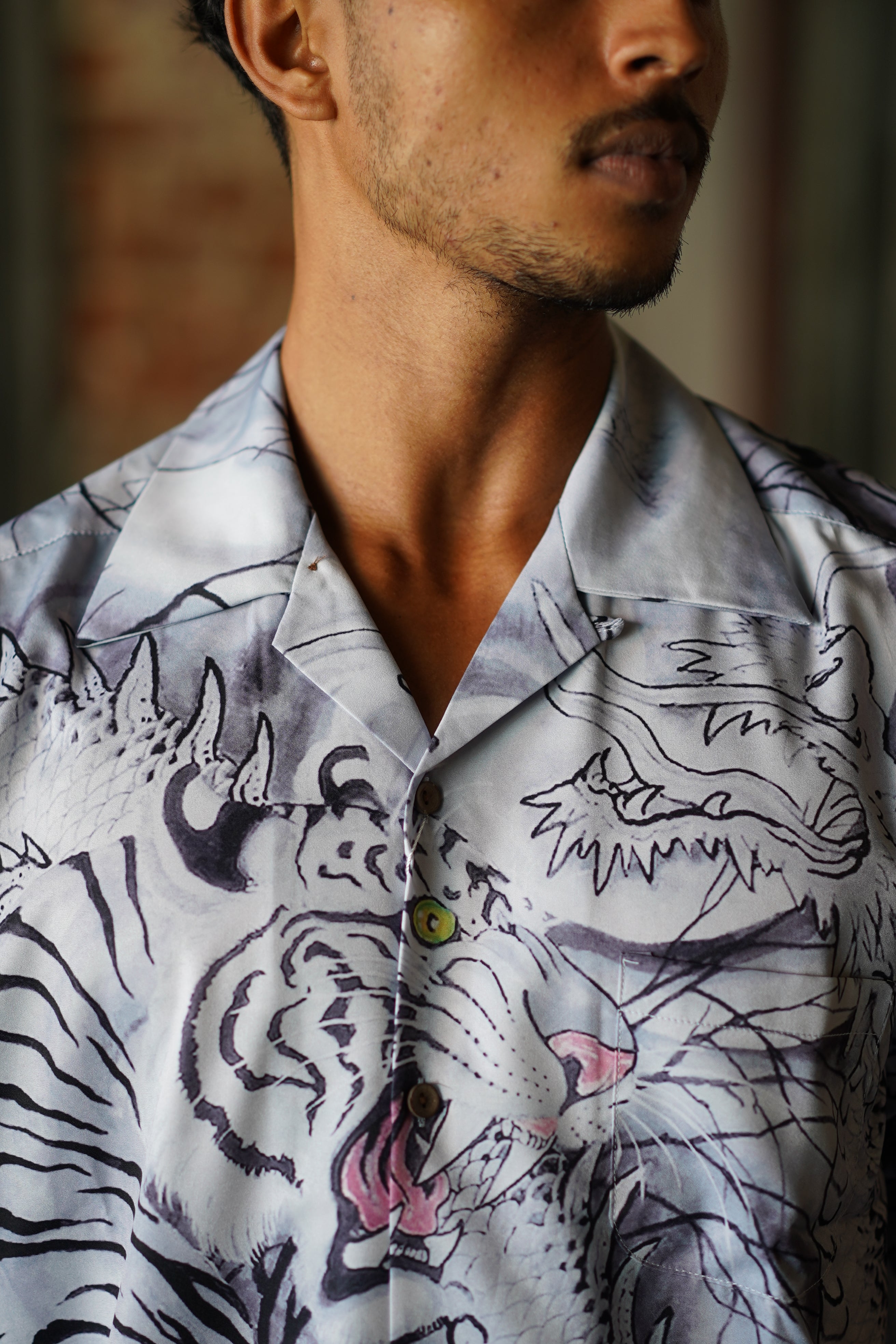 SATIN CAMP COLLAR SHIRT 136