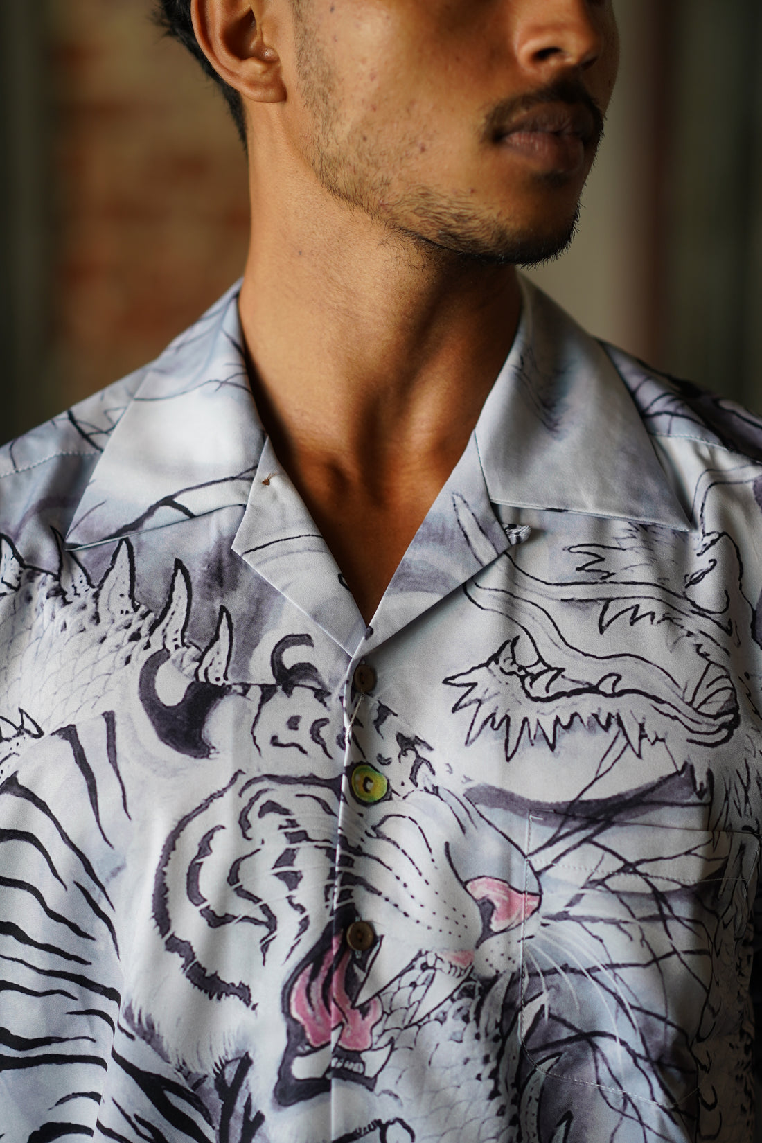 SATIN CAMP COLLAR SHIRT 136