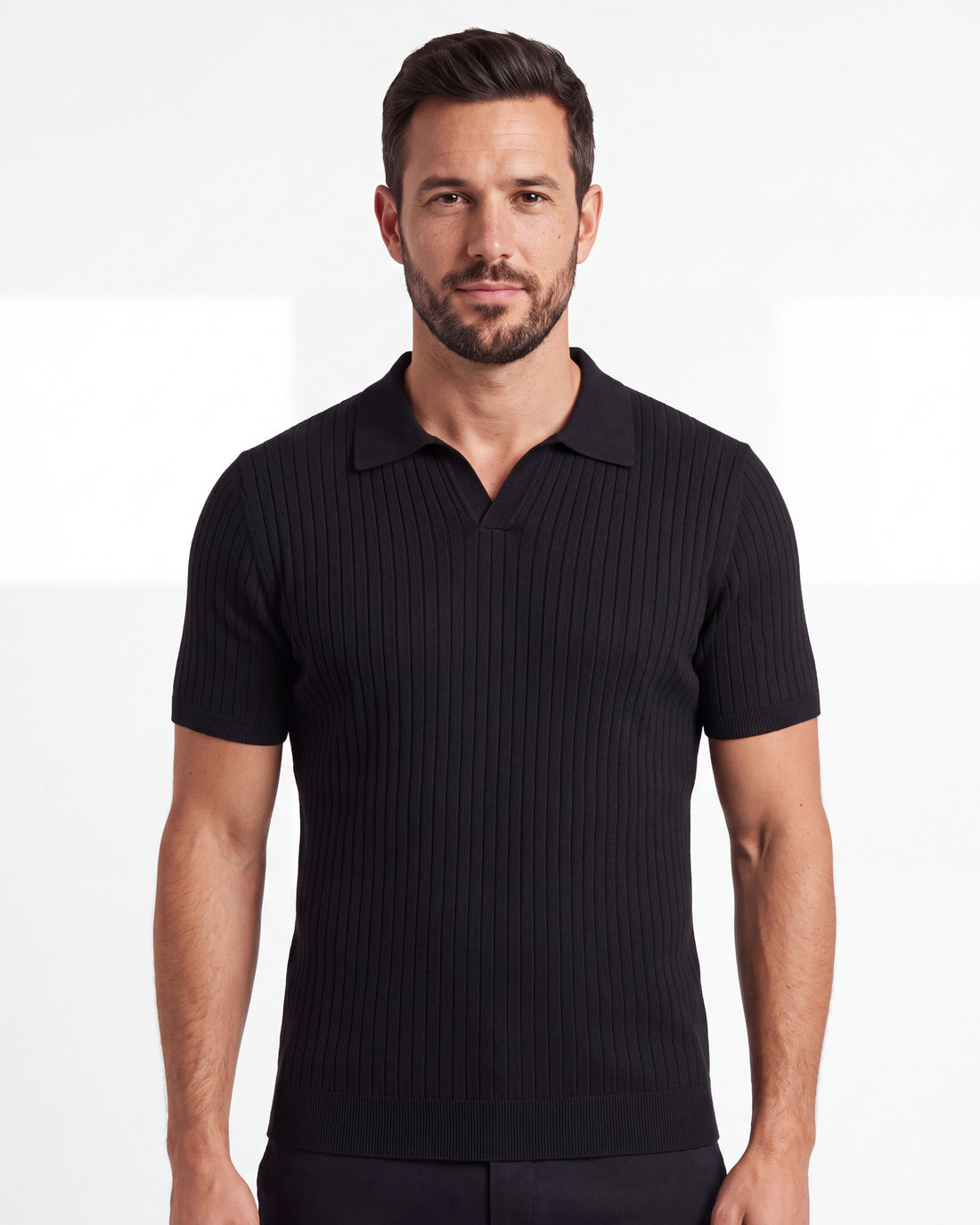Ribbed Plain Knit Polo