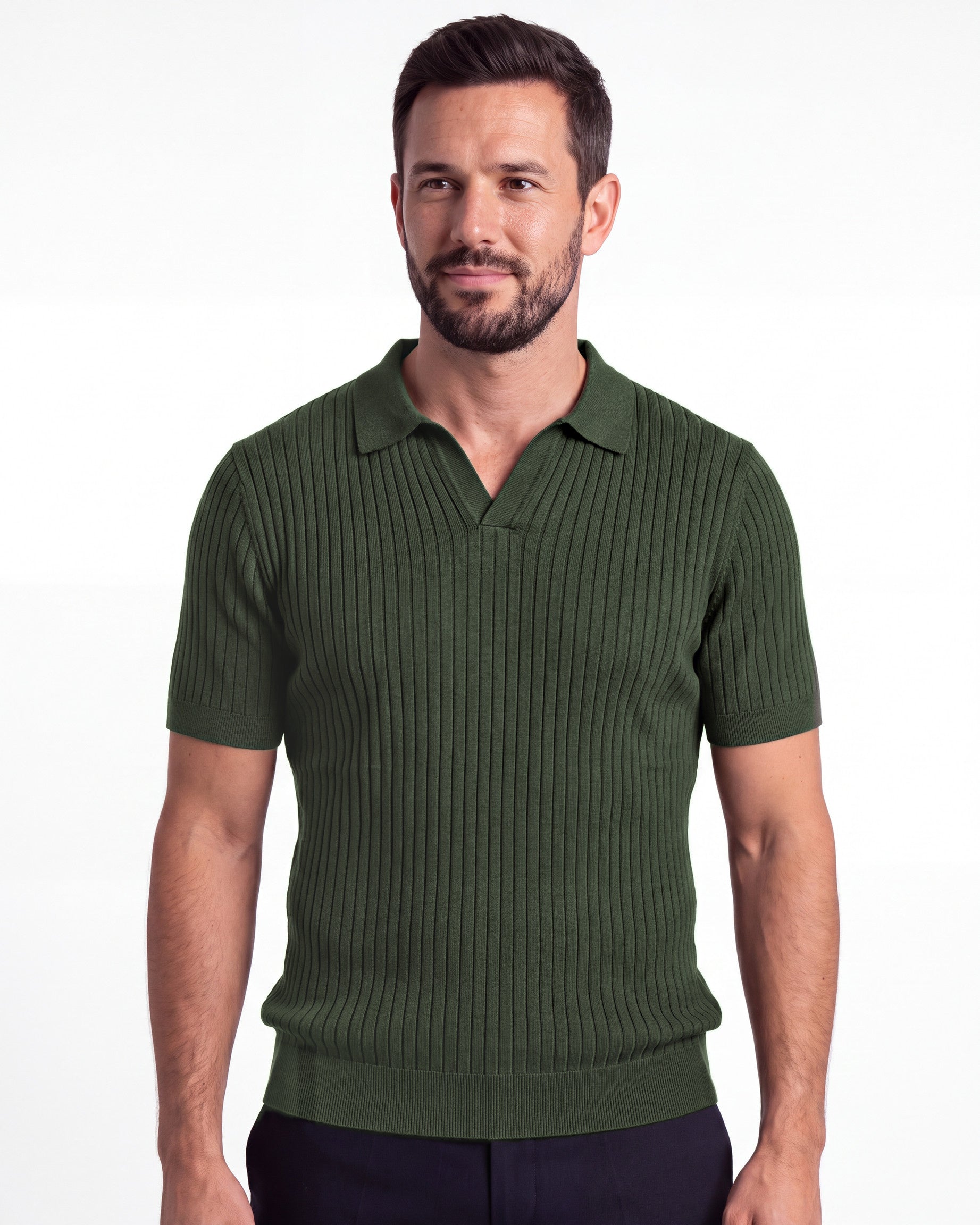 Ribbed Plain Knit Polo