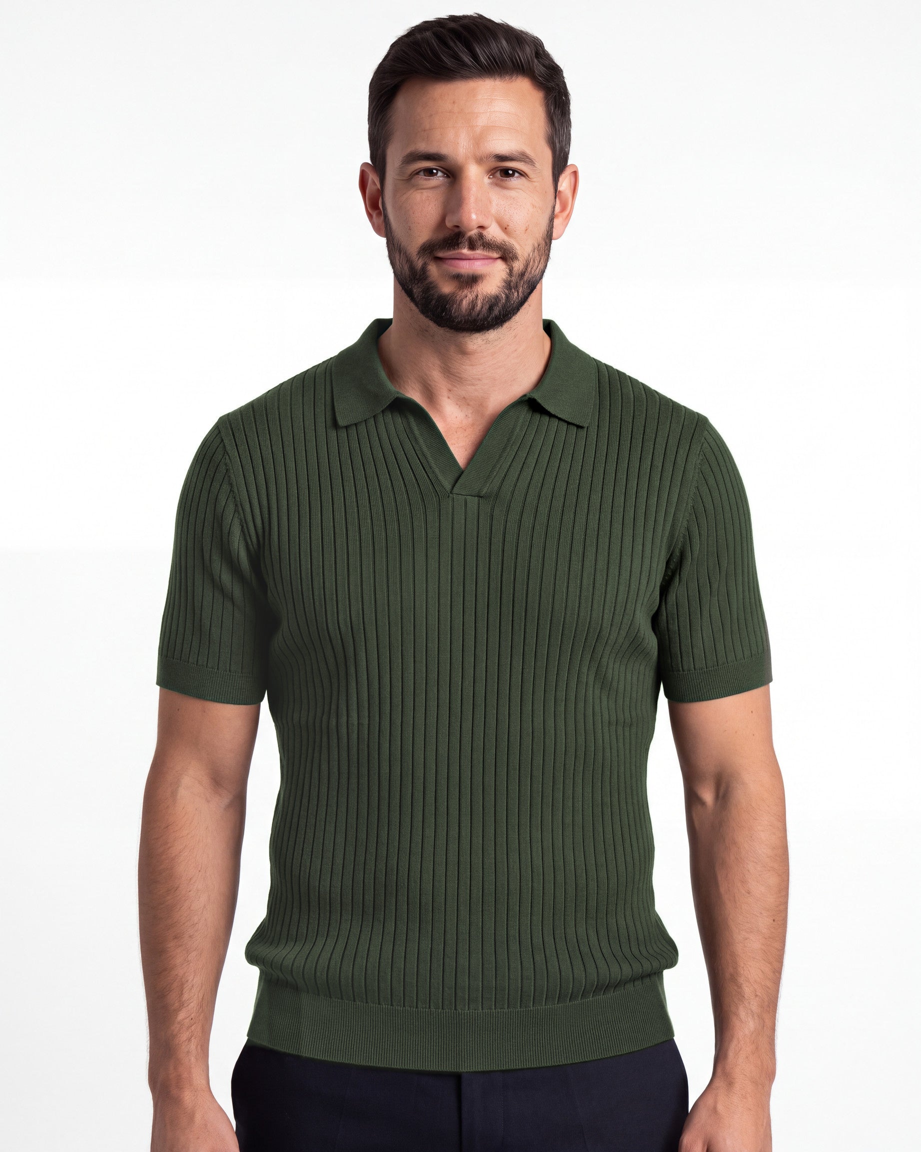 Ribbed Plain Knit Polo
