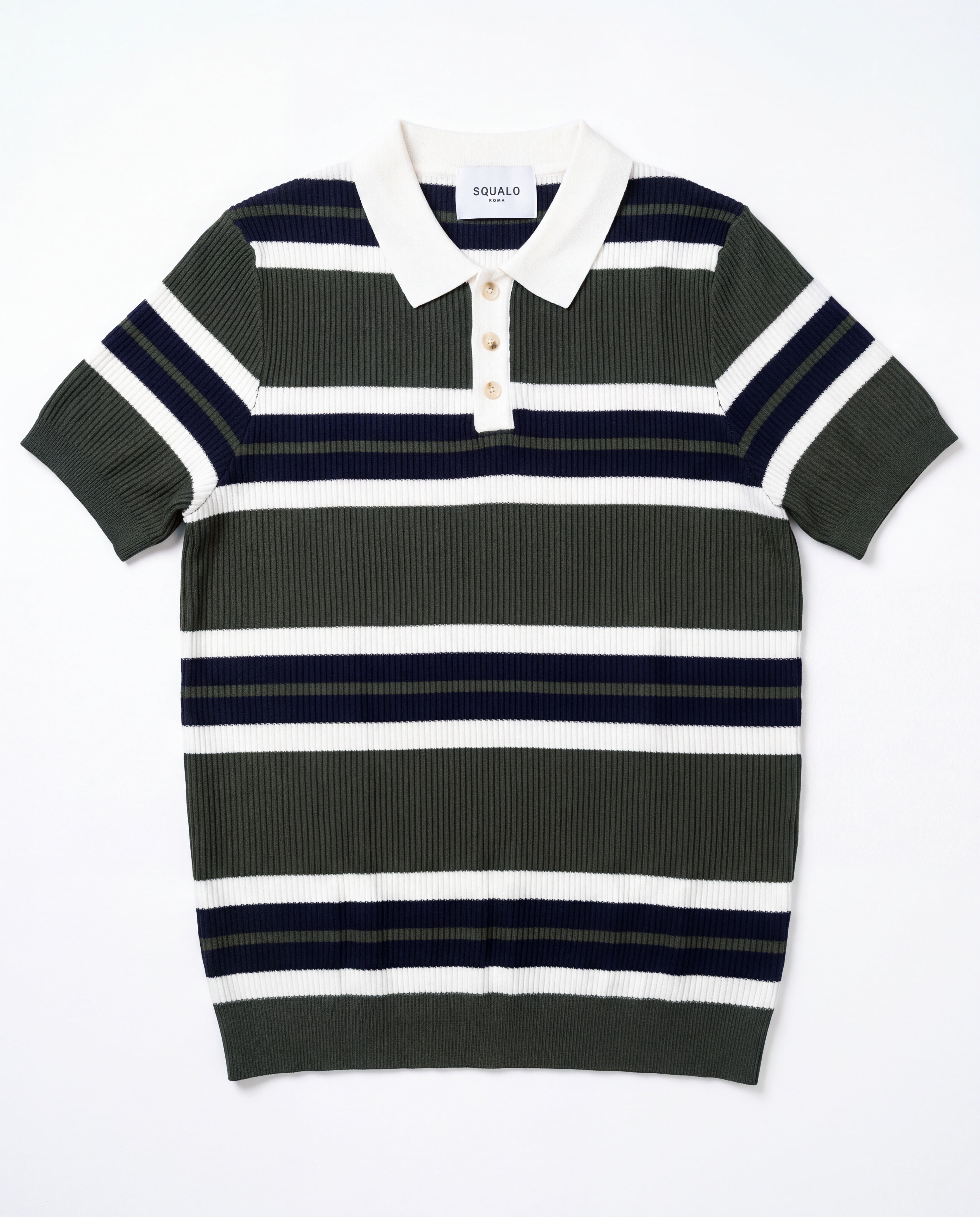 Button-Collar Striped Knit Polo