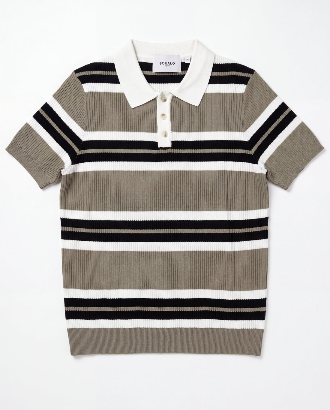 Button-Collar Striped Knit Polo