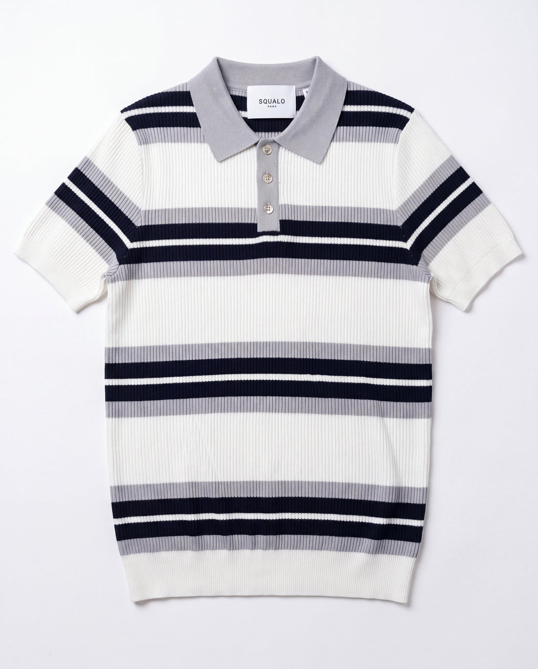 Button-Collar Striped Knit Polo