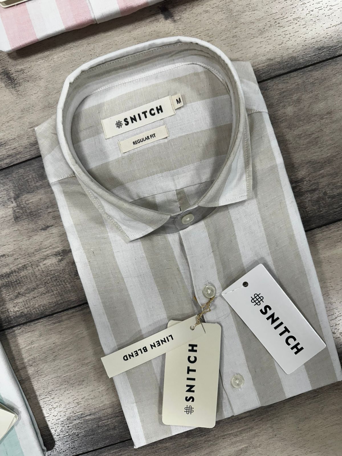 STRIPED LINEN BLEND LONG SLEEVE SHIRT