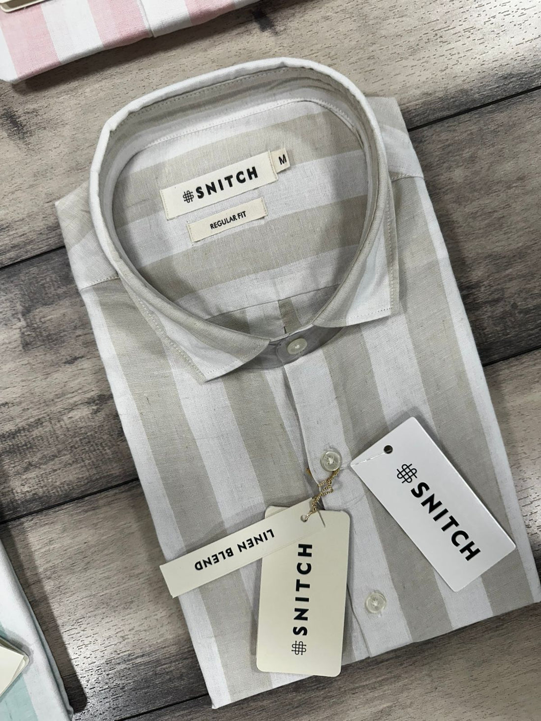 STRIPED LINEN BLEND LONG SLEEVE SHIRT