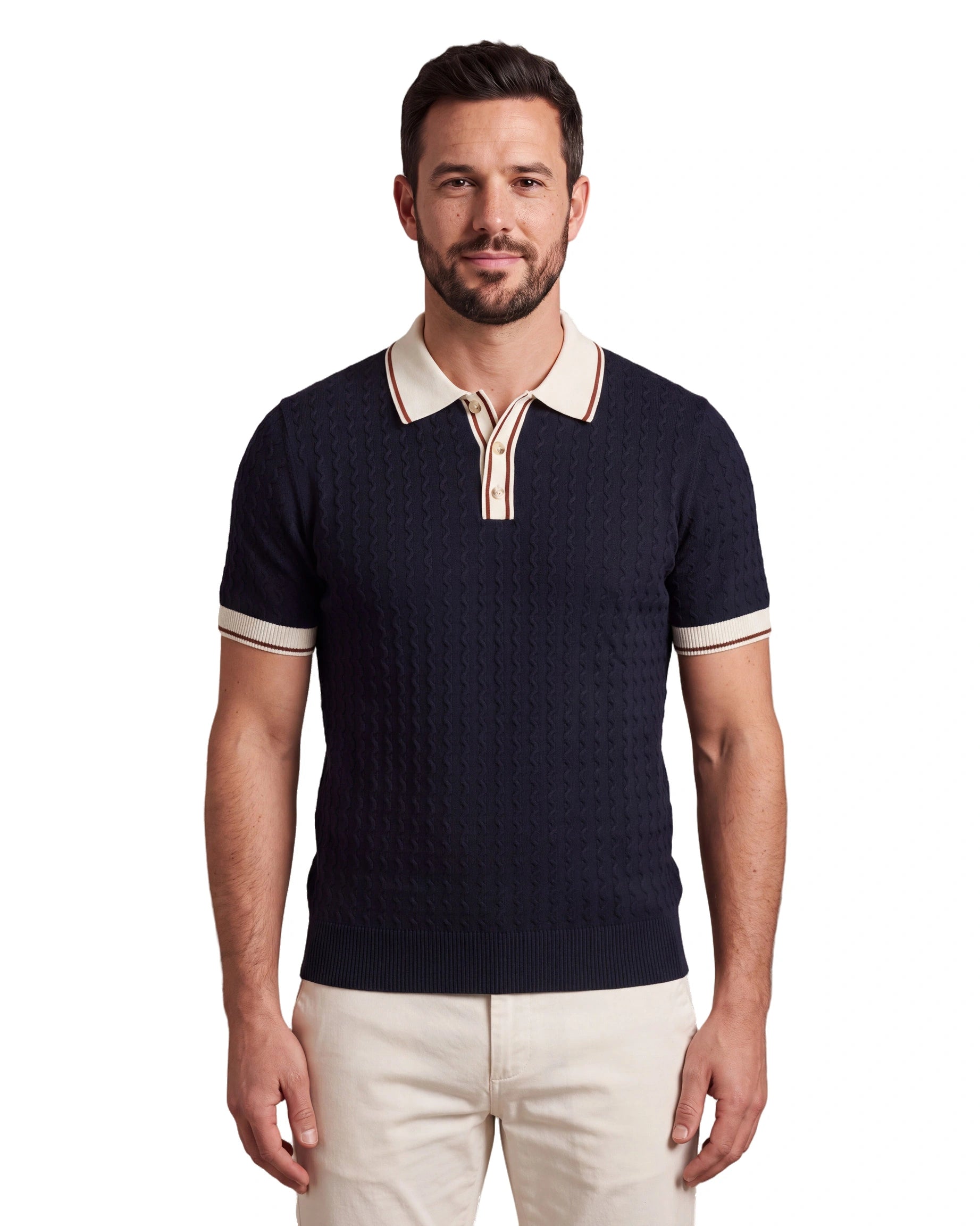 A9277 Knitted Polo - Black, front