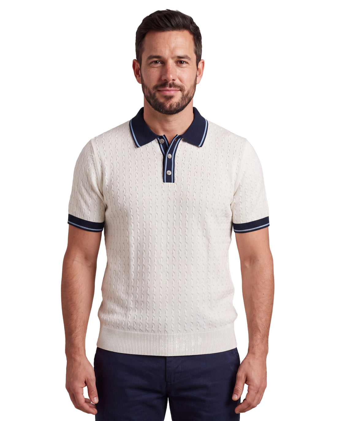 A9277 Knitted Polo - White, front