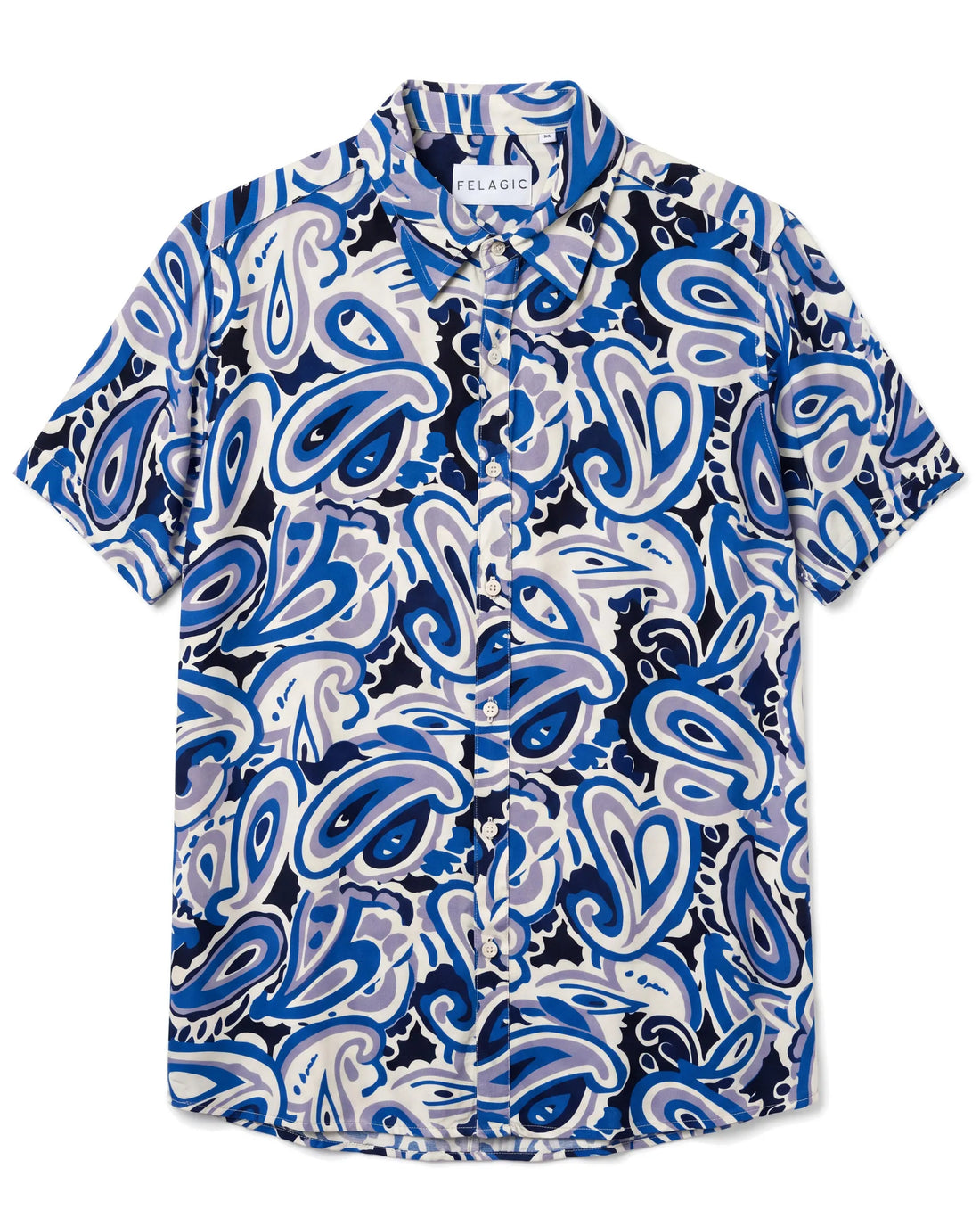 Ancient Paisley Viscose Shirt - Dusty Blue, flat lay