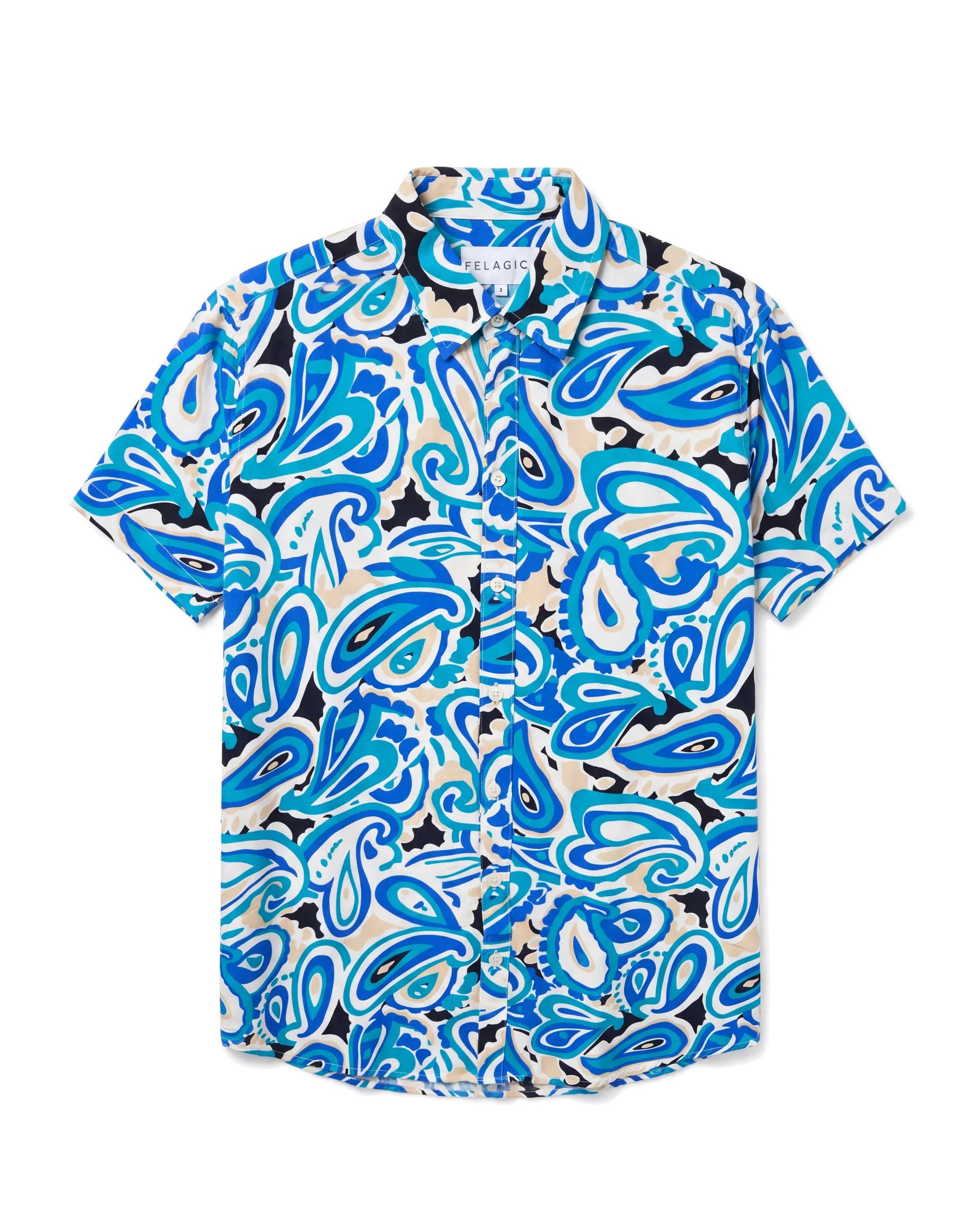 Ancient Paisley Viscose Shirt - Light Blue, flat lay